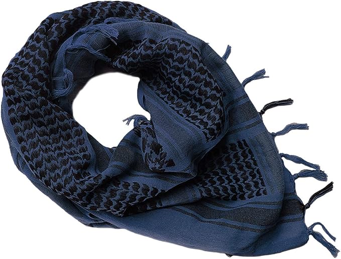 FREE SOLDIER Scarf Military Shemagh Tactical Desert Keffiyeh Head Neck Scarf Arab Wrap with Tassel 43x43 inches (Blue)