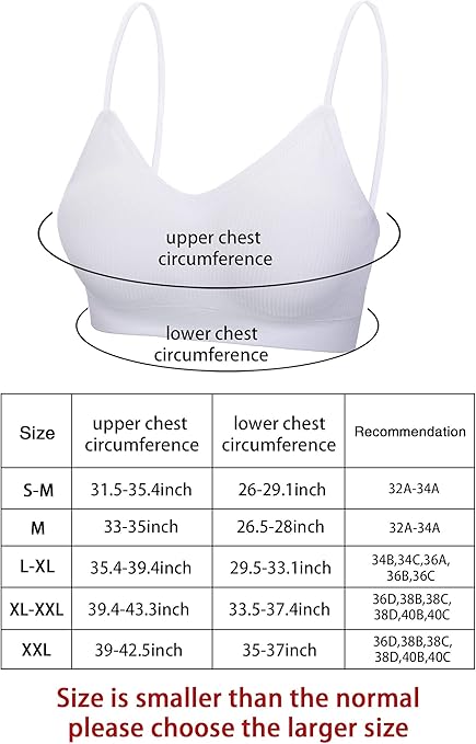 Blulu 4 Pieces V Neck Cami Bra Padded Seamless Bralette Straps Sleeping Bra for Women Girls, Black, White, Grey, Skin Color, XXL