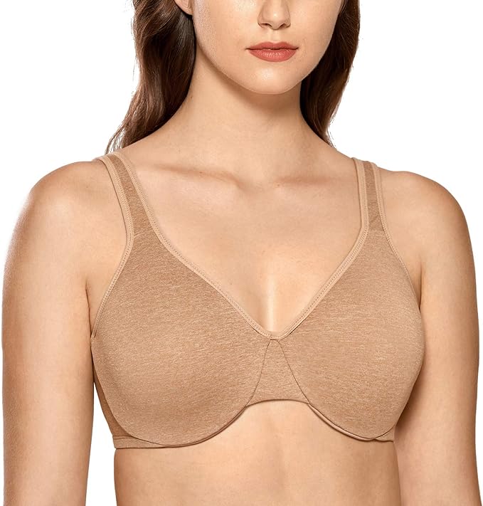 DELIMIRA Women's Full Cup Underwired Seamless Plus Size Minimizer Bra Chanterelle 34G