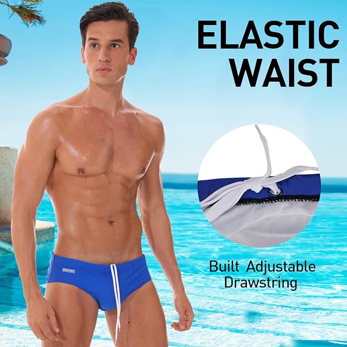 Arcweg Men's Swimming Trunks Briefs Low Waist with Removable Pad Swimwear Elastic Beach Shorts Boxers Underwear