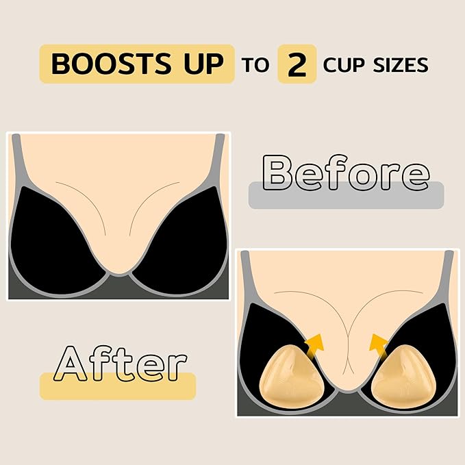 Niidor Bra Inserts,Sticky Bra Pads Inserts Push Up, Bikini Padding Inserts Reusable, Stick on Bra Pads for Swimsuit Sport Bra SMALL