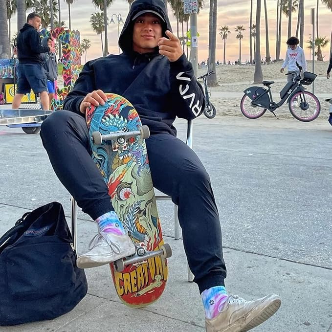 HEXXEE Men's Ice Blast Tie Dye Socks, Multi-Coloured, L