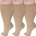PUTUO Wide Calf Compression Socks: Plus Size Graduated Compression Stockings for Men Women Large Compression Sock for Support Flight Travel Pregnancy Edema Nurses Seniors 20-30 mmHg Beige 4XL 3Pairs