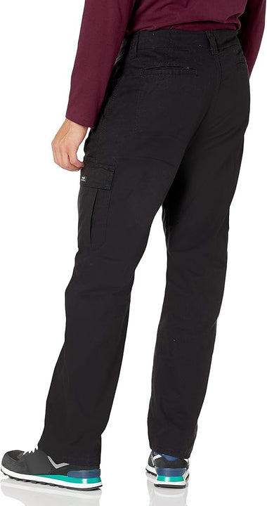 Wrangler Authentics Men's Relaxed Fit Stretch Cargo Pant Casual, Black, 42W x 30L