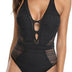 CharmLeaks Women's One Piece Swimming Costume Plunge Cutout Monokini Bathing Suit Black M