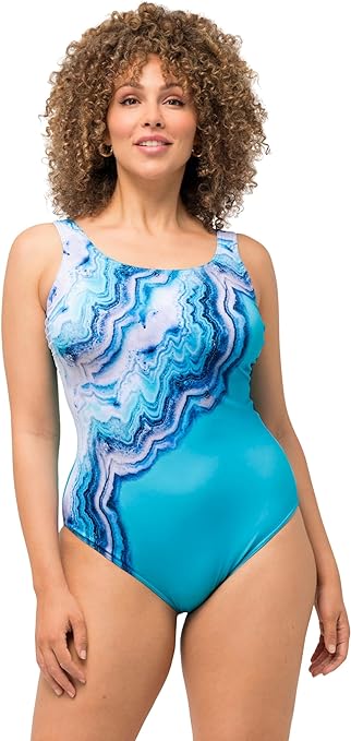 Ulla Popken Women's Badeanzug Achat, Alice One Piece Swimsuit, Light Turquoise, 22