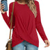 HOTGIFT Womens Christmas Tunics Top Casual Long Sleeve T-Shirts Sweaters Blouse Crewneck Red Large