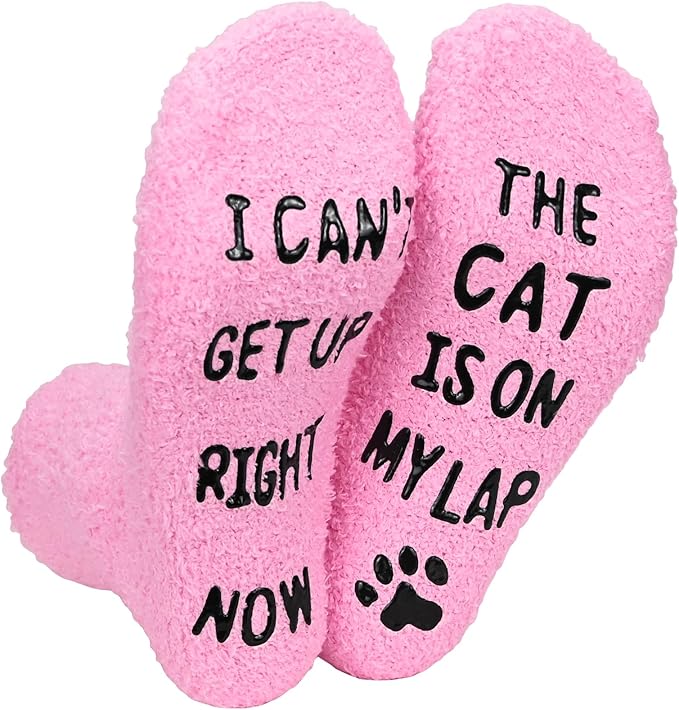 KOOOGEAR Funny Dog Socks Cat Socks,Great Gifts Ideals for Women Mum Girlfriend Gifts Novelty Fluffy Socks for Dog (UK, Numeric, 4, 7, Regular, Regular, Pink-Cat)