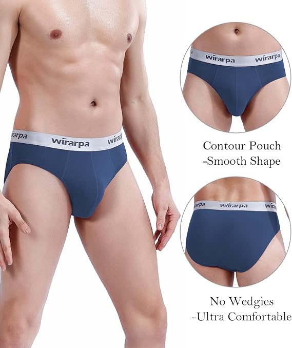 wirarpa Mens Briefs Underpants Cotton Soft Wide Waistband Underwear Basic No Fly Multicoloured 4 Pack Size M