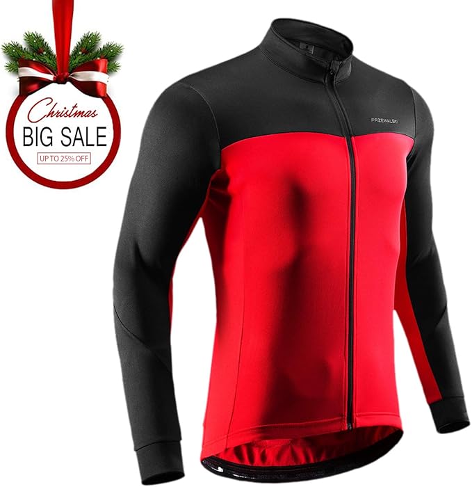 Przewalski Men's Cycling Jacket Thermal Long Sleeve Winter Bike Jacket Breathable Full Zipper Bicycle, XL