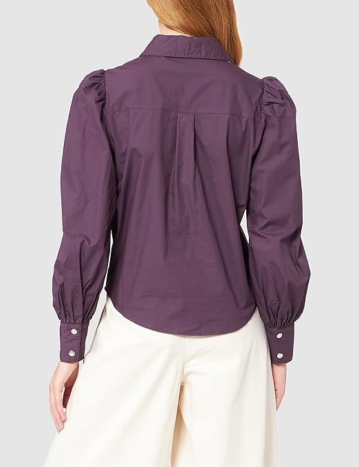 NA-KD Women's Puff Sleeve Shirt, Purple, 6 UK
