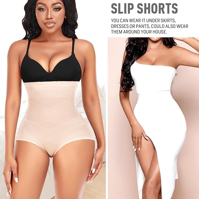 Werkiss Women Tummy Control Knickers High Waisted Shapewear Slimming Underwear Comfort Body Shaper, Beige M