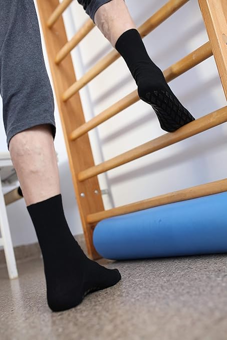 Rainbow Socks - Women Men Cotton Diabetic Elastic Loose Non Slip Socks - 2 Pairs - Black, UK 6.5-8