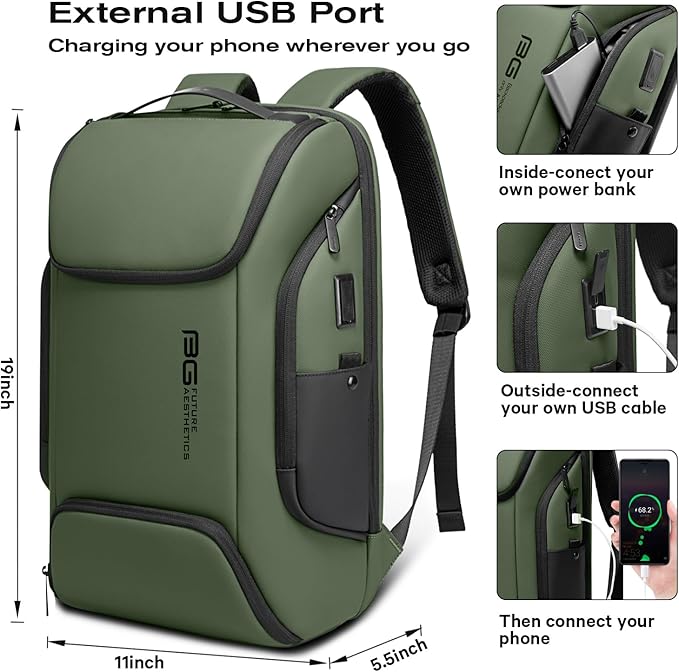 BANGE Business Laptop Smart backpack Can Hold 15.6 Inch Laptop Commute Backpack Carry on bag for men and women, Green, L, Laptop Backpack
