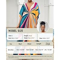 Bsubseach Plus Size Kaftan Dresses for Women Print Swim Cover Up Batwing Sleeve Caftans Casual Vacation Outfits Mix Colours