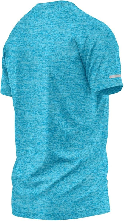 Mens Short Sleeve T-Shirts Workout Athletic Fit Moisture Wicking Fast Drying Reflective Logo Sports T-Shirts Tops Sea Blue