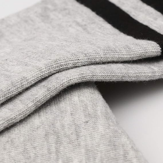 DRESHOW 2 Pairs Over Knee Thigh Socks Thigh High Socks Casual High Stockings Long Knee High Socks for Girl and Women, White/Grey / One Size