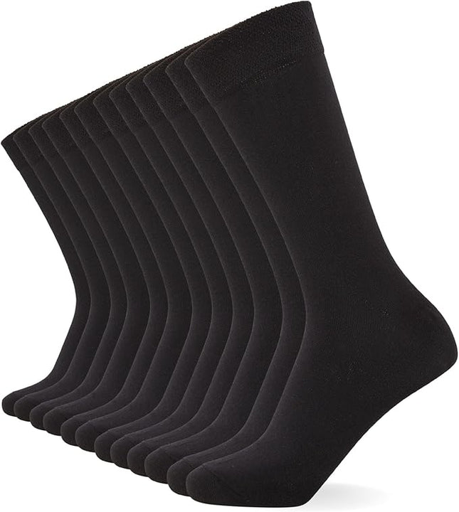 FM London 6-Pack Unisex Super Soft Calf Socks - Mens Socks & Womens Socks with Breathable, Black / 6-8