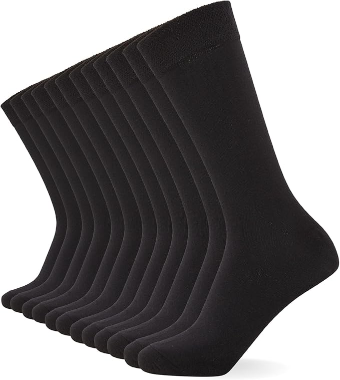FM London 6-Pack Unisex Super Soft Calf Socks - Mens Socks & Womens Socks with Breathable, Black / 6-8