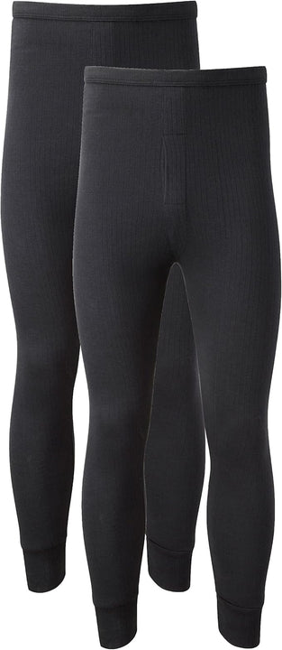 Heatwave® Pack of 2 Men's Thermal Trousers Long Johns Warm Underwear Baselayer Thermals, Medium Black