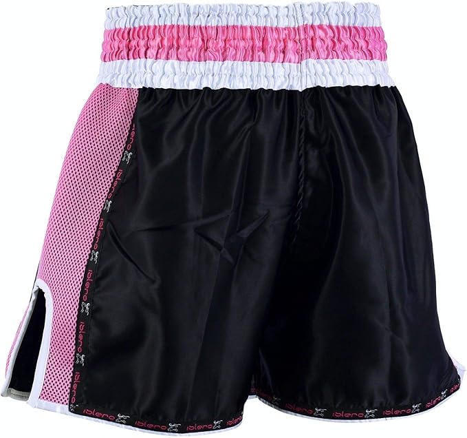 Islero Ladies Pink Muay Thai Fight Shorts MMA Kick Boxing Grappling Martial Arts Gear UFC (Large)