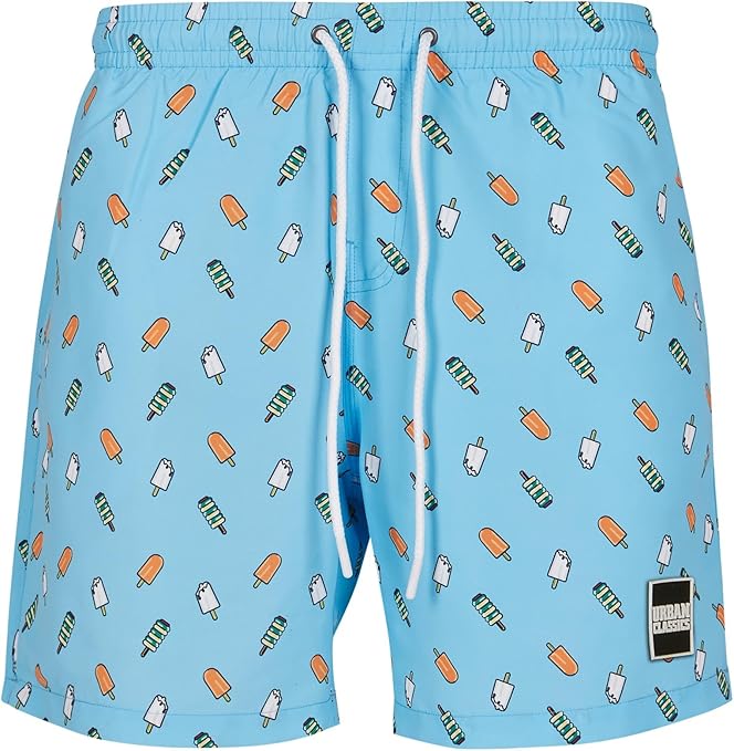 Urban Classics Men's Pattern swim Shorts Badeshorts, Blue (Lightblue/Ice 02060), 5XL
