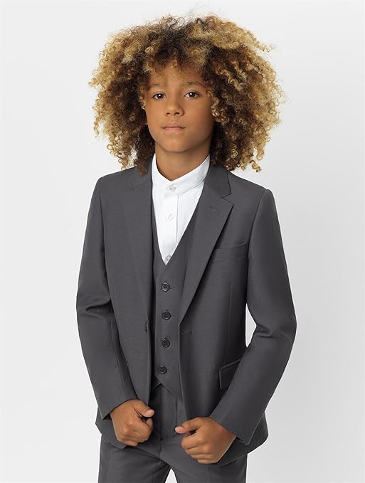 Roco Boys Grey Modern Fit Suit, 3 Piece Wedding Suit, Jacket, Waistcoat & Trouser Set, 1 Years