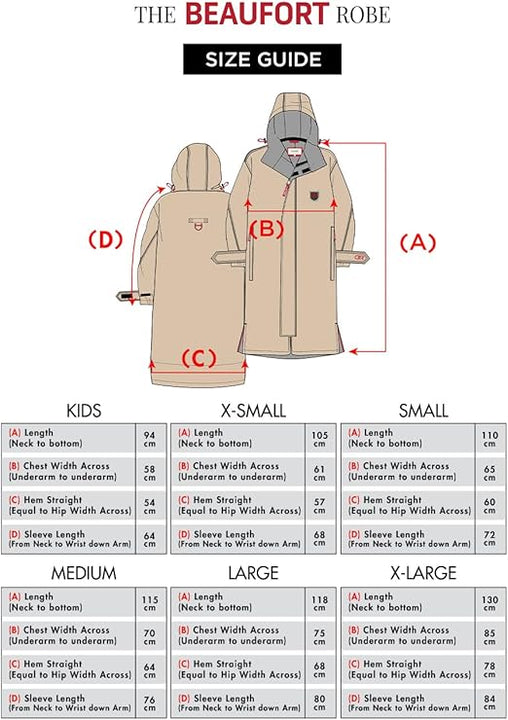 D-Robe Beaufort Outdoor Robe with Fleece Lining & Adjustable Hood, Waterproof & Windproof Oversized Coat, Beach Changing Robe (UK, Alpha, M, Regular, Regular, Warm Sand)