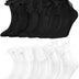 GOZINA 6 Pairs Frilly Socks Women White Black Ruffle Socks Cute Bow Ballet Socks Ankle Socks Cotton Socks Set for Adult Women Girls