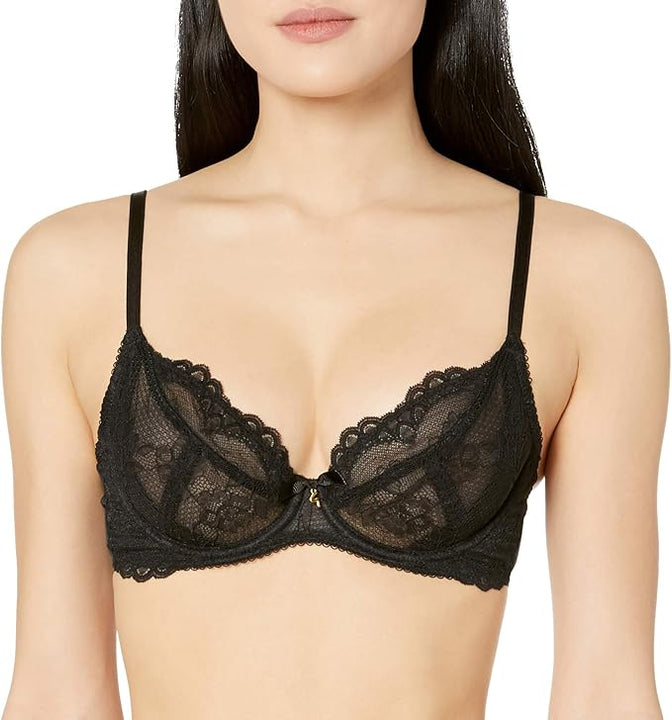 Gossard Women's Superboost Lace Padded Plunge Bra, Opaque, Black (Black), 30G