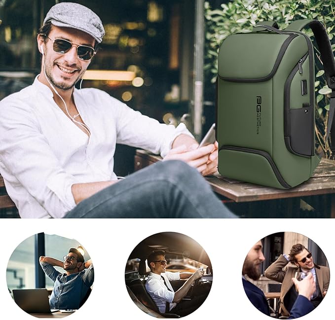 BANGE Business Laptop Smart backpack Can Hold 15.6 Inch Laptop Commute Backpack Carry on bag for men and women, Green, L, Laptop Backpack