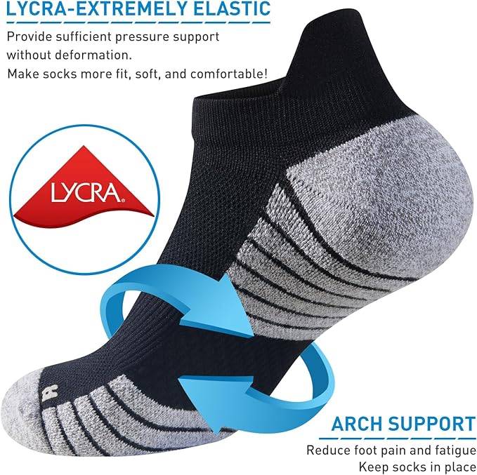 HUEGLO 3 Pairs Neuropathy Compression Socks For Women Men Neuro Sock Ankle Trainer Running Sports Socks Non slip Plantar Fasciitis Support black, M