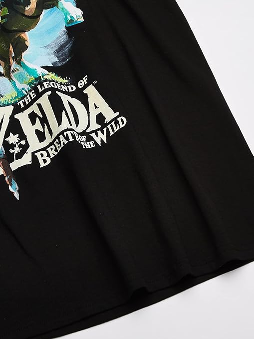 Nintendo Men's Zelda Breath of The Wild Link Epona Posing T-Shirt, Black, S