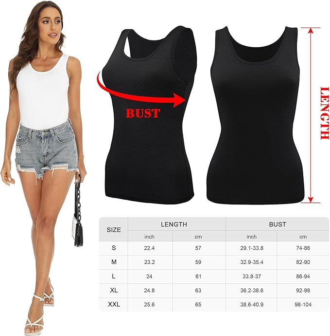BQTQ 5 Pcs Tank Tops for Women Undershirt Sleeveless Vest Tops for Women and Girls (Black, White, Grey, Pink, Beige, L)