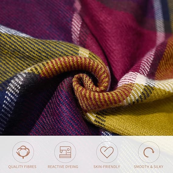 Good Nite Scarf Women Winter Purple Scarves Shawls Scarves Wraps Ladies Christmas Gifts Long Soft Warm Tartan Scarf Wool Spinning Tassel Long Stole for Women