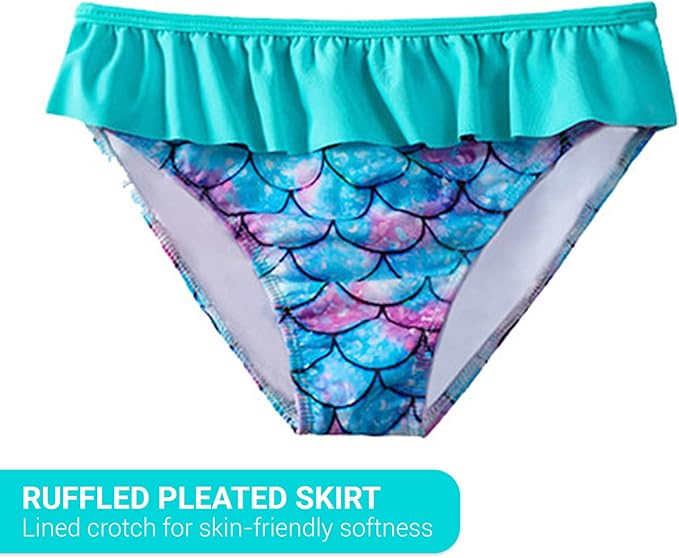 WYTbaby Girls Swimming Costume Uv Protection 2pcs Long Sleeve Mermaid Swimsuit Girls Rash Guard Summer Beach Swimming Set for 8-9 Years