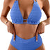 GORGLITTER Women's High Waisted Bikini Sets Halter Tie Neck Padded Tie Back Swimwear 2 Piece Swimsuits Blue Medium