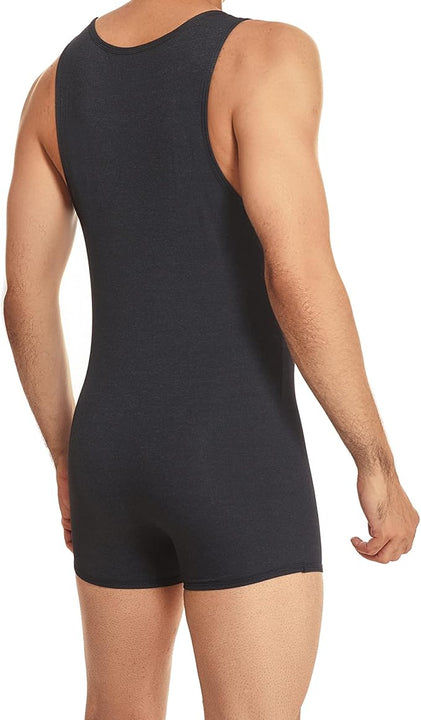 YUFEIDA Mens Sports Undershirts Leotard Slim Fit Bodysuit One Piece Active Shirt Sheer Soft Wrestling Singlet Bodywear Black, XL