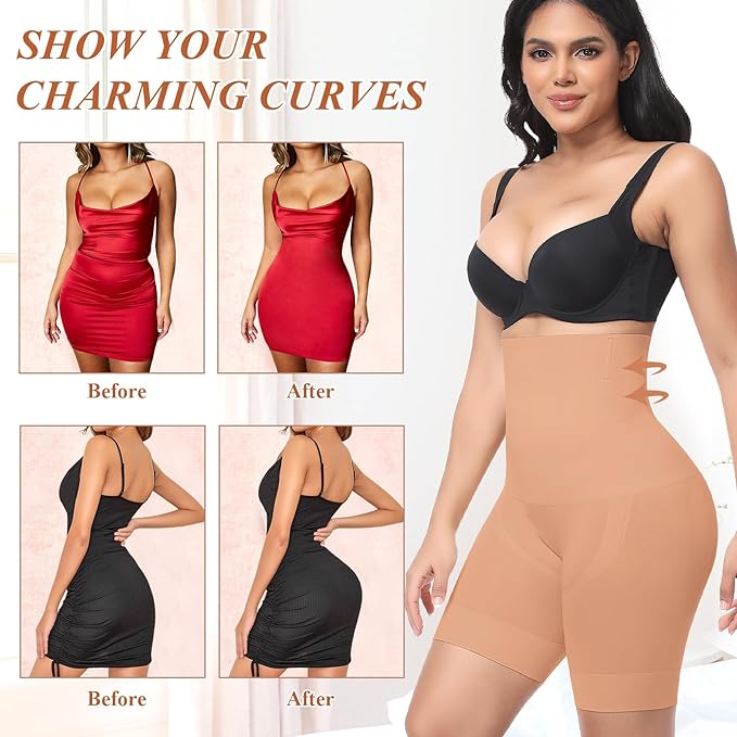 Werkiss Shapewear for Women Tummy Control Knickers High Waisted Body Shaper Shapewear Shorts Shaping Underwear Slimming Pants Under Dresses(Brown, 2XL)