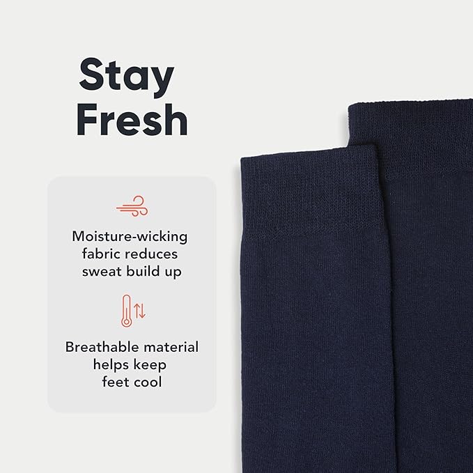 FM London 5-Pack Plain Mens Socks - Comfortable Charcoal, Navy & Black Socks for Men - Smart Dress Look - Suitable for Work and Casual Wear - Cotton Rich, Breathable, Stain Resistant and Durable