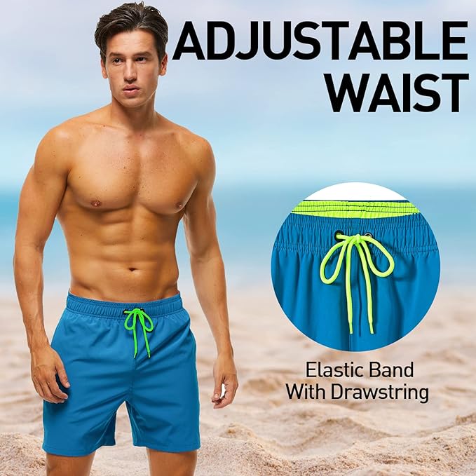 Arcweg Men's Swimming Shorts Mens Swim Trunks with Zipper Pockets Swim Shorts Mesh Lining Stretchy Board Shorts Surfing Beach Shorts Quick Dry