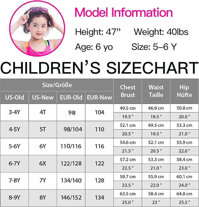 IKALI Girls Swimming Costume One Piece, Kids Unicorn Rainbow Swimsuits Gift, School Swimwear Bathing Suit Red 4T/104