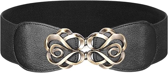 Syuer Women Stretchy Vintage Belt for Dresses Elastic Wide Waist Belt (L-XL (76-90cm), Black)