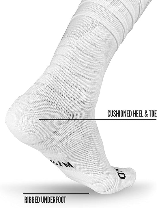 Nxtrnd XTD Scrunch Football Socks, Extra Long Padded Sports Socks for Men & Boys, White, Large