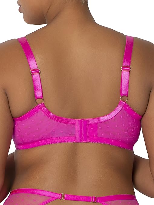 Smart & Sexy Women's Full Coverage Unlined Underwire, Lace & Mesh See, Plus Size Lingerie Inspired Retro Bra, Medium Pink, 38G