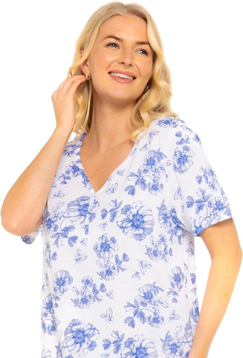 Suzy & Me Plus Size 100% Jersey Cotton Nightshirt (CHINA BLUE 18-20)