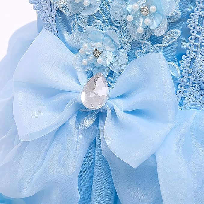 FYMNSI Kids Girl Cinderella Costume Fairy Tale Princess Fancy Dress Up Halloween Carnival Cosplay Birthday Party Short Sleeve Butterfly Tulle Tulle Maxi Prom Gown with Accessories 6-7 Years