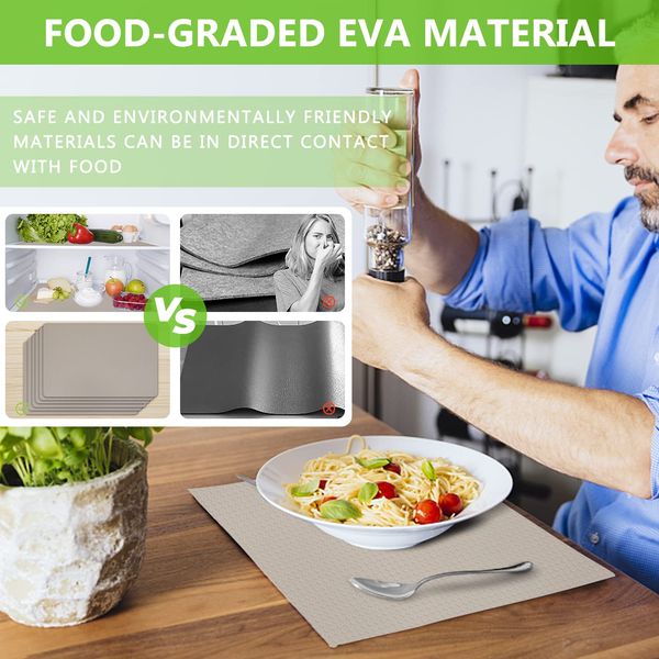 WochiTV EVA Shelf Liner Kitchen Drawer Liner, 30cmx609cm Non Adhesive Refrigerator Mats Waterproof Washable, Non-Slip Grip Plastic Liner for Cabinet, Cupboard, Shoe Rack, Closet, Cupboard, Khaki