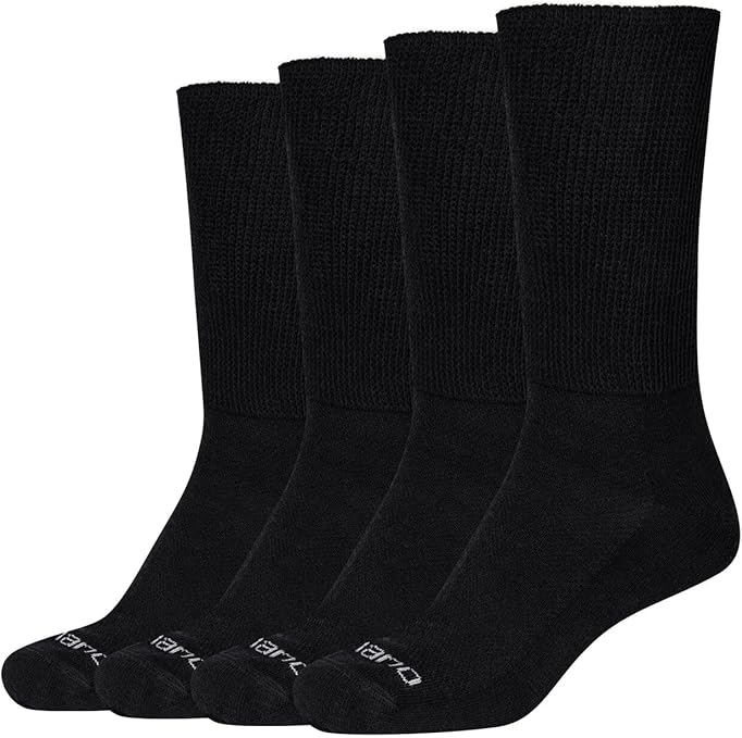 Camano Crew Online Unisex Diabetic Socks 4p, Black, 9-11