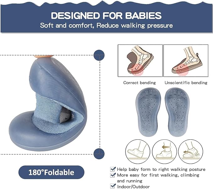 Non-Slip Baby Toddler Sock Shoes Cute Kid First Walking Shoes Pre-Walker Baby Slipper Socks with Rubber Soles Baby Girls Boys Soft Sole Shoe Socks Sneakers Trainers, Blue / 18-30 Month/13-14cm